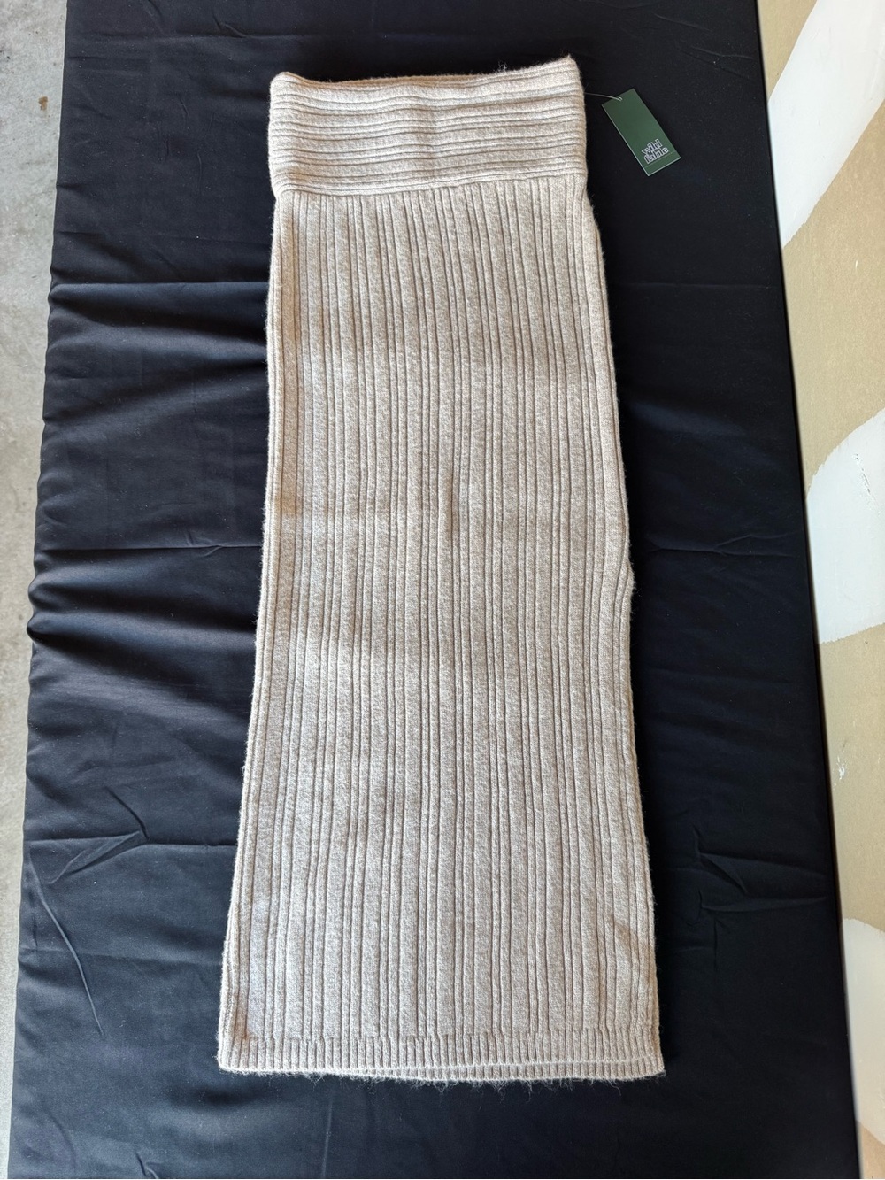 NWT Wild Fable Ribbed Knit Side Slit Midi Skirt Beige Women's Small